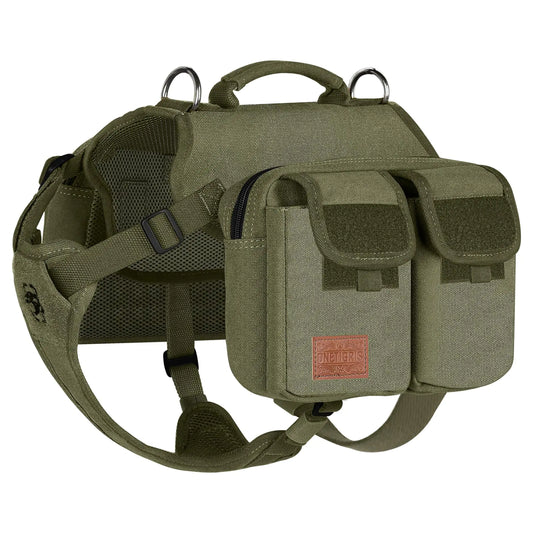 Dog Hiking Backpack Dog Pack for Medium Large Dogs  Dog Saddle Bag Harness Outdoor Hiking (L Green)