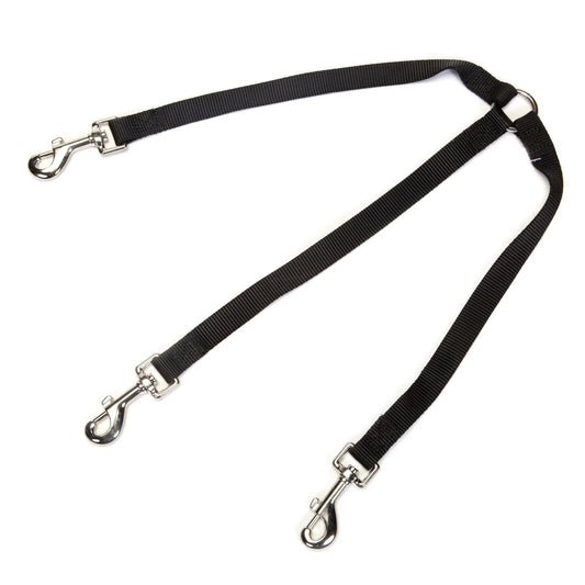 Guardian Gear 12" Nylon 3-Way Medium Dog Coupler with Nickel-Plated Swivel Clip Black